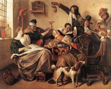 Jan Steen Painting - The Artists Family Dutch genre painter Jan Steen
